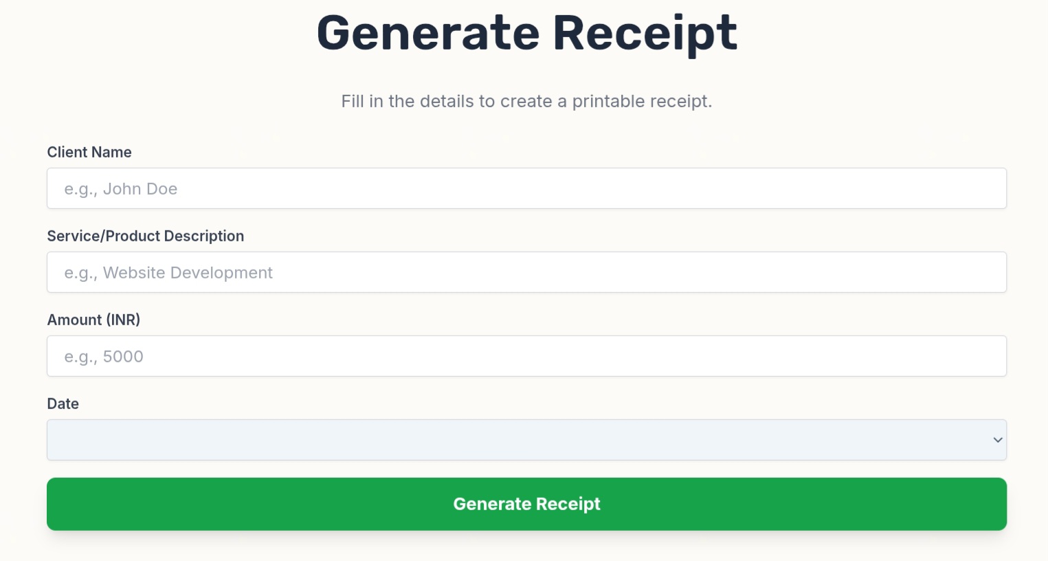 Fee Generate Receipt