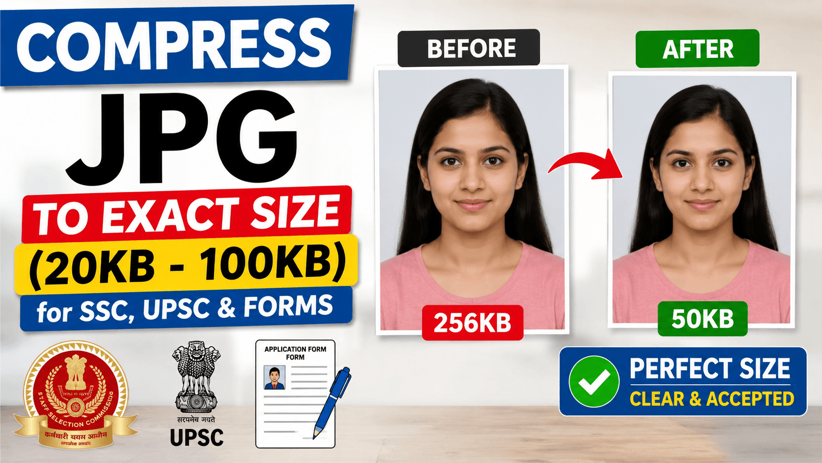 JPG Compressor 20KB to 100KB for SSC, UPSC & Forms | Best Tool